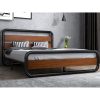 King size Heavy Duty Industrial Modern Metal Wood Platform Bed Frame with Headboard - Image 4