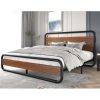 King size Heavy Duty Industrial Modern Metal Wood Platform Bed Frame with Headboard - Image 5