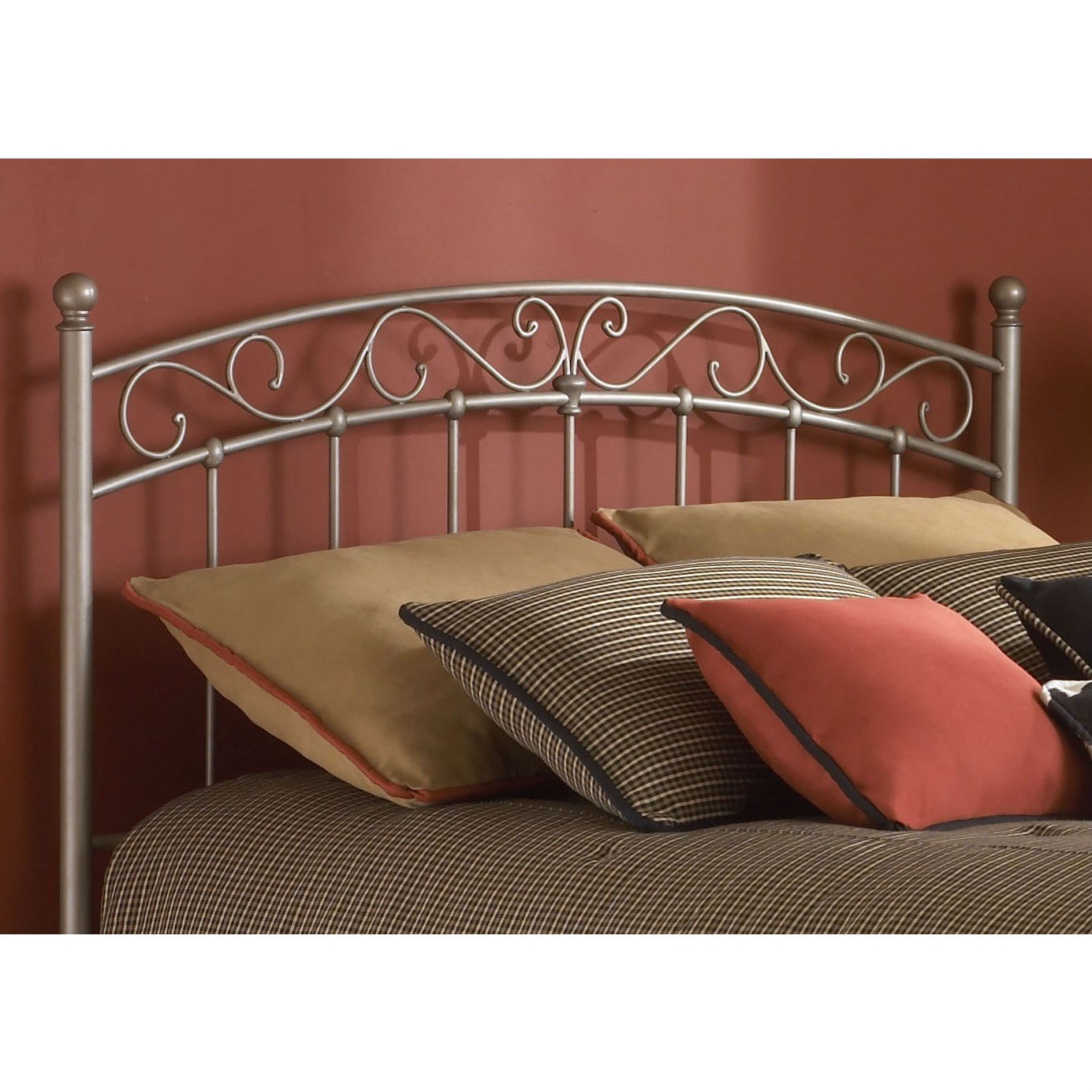 King size Arched Metal Headboard with Cylindrical Posts - Image 2