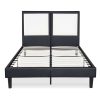 King size Contemporary Faux Leather Platform Bed with 50-in Tall Headboard
