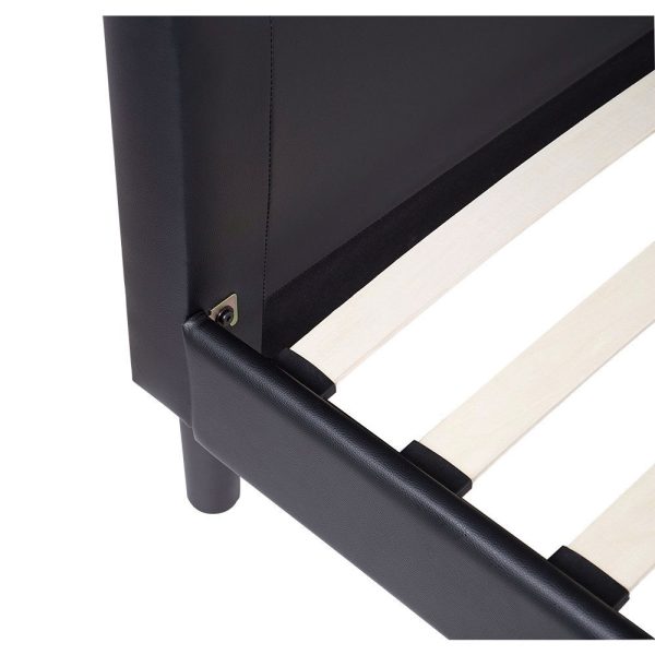 King size Contemporary Faux Leather Platform Bed with 50-in Tall Headboard - Image 3