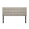 King Button-Tufted Headboard in Light Grey Beige Taupe Upholstered Fabric - Image 2