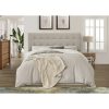 King Button-Tufted Headboard in Light Grey Beige Taupe Upholstered Fabric - Image 3