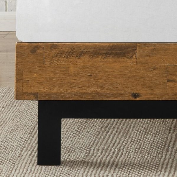 Rustic FarmHome Low Profile Pine Slatted Platform Bed in King - Image 4