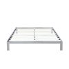 King Modern 8-inch Low Profile Platform Bed Frame in Silver Metal Finish