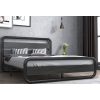 King Heavy Duty Round Metal Frame Platform Bed with Black Wood Panel Headboard - Image 2
