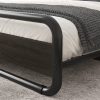 King Heavy Duty Round Metal Frame Platform Bed with Black Wood Panel Headboard - Image 3