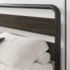 King Heavy Duty Round Metal Frame Platform Bed with Black Wood Panel Headboard - Image 4