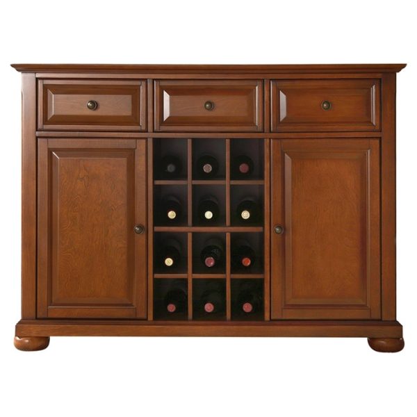 Cherry Wood Dining Room Storage Buffet Cabinet Sideboard with Wine Holder - Image 2