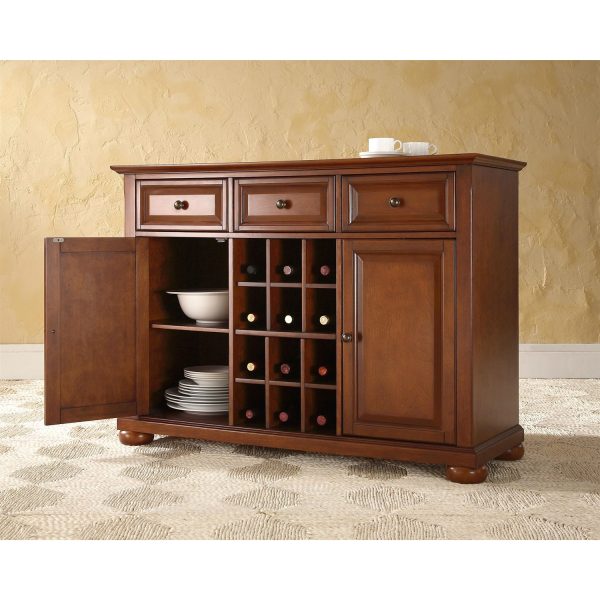 Cherry Wood Dining Room Storage Buffet Cabinet Sideboard with Wine Holder - Image 3