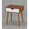 Modern Mid-Classic End Table Nightstand in Light Walnut and White - Image 2