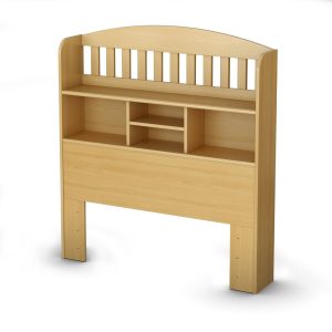 Twin size Bookcase Headboard with Shelves in Natural Maple Finish