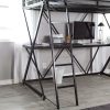 Modern Twin over Desk Loft Bed with Ladder in Black Metal Finish - Image 2