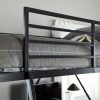 Modern Twin over Desk Loft Bed with Ladder in Black Metal Finish - Image 3