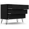 Modern Scandinavian Style Bedroom 3-Drawer Dresser in Black Wood Finish - Image 5