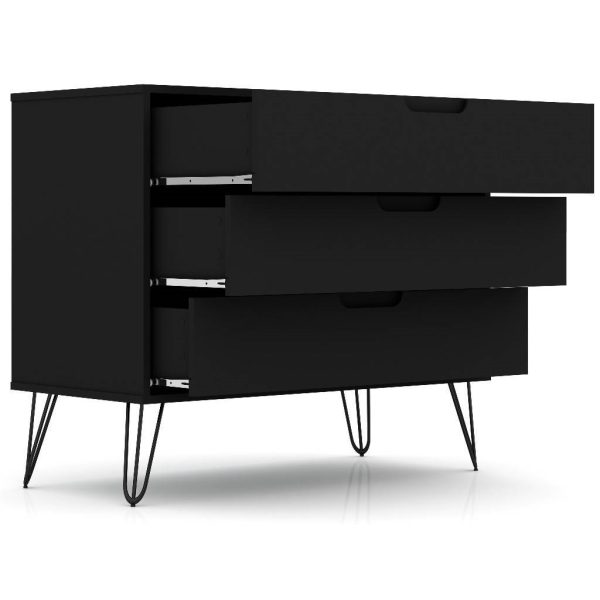 Modern Scandinavian Style Bedroom 3-Drawer Dresser in Black Wood Finish - Image 5