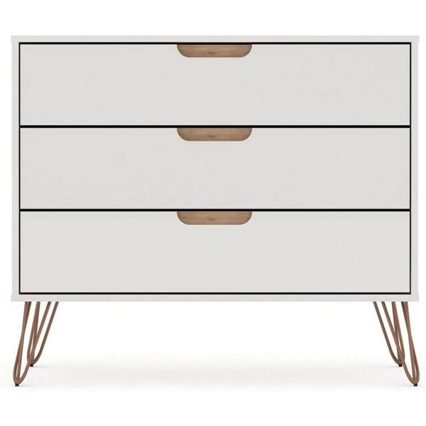 Modern Bedroom Scandinavian Style 3-Drawer Dresser in Off-White Natural Finish - Image 2