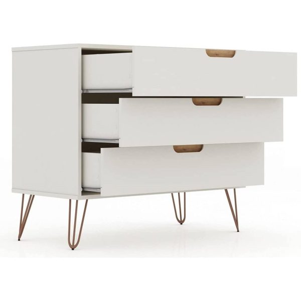Modern Bedroom Scandinavian Style 3-Drawer Dresser in Off-White Natural Finish - Image 3