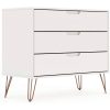 Modern Scandinavian Style Bedroom 3-Drawer Dresser in White Wood Finish - Image 2