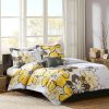 Queen size 4-Piece Comforter Set with Yellow Grey Floral Pattern - Image 2