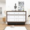 Modern Walnut White 6 Drawer Wood Dresser - Image 2
