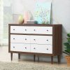 Modern Walnut White 6 Drawer Wood Dresser - Image 3