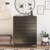 Modern 4-Drawer Bedroom Chest Dresser in Rustic Black Wood Finish - Image 3