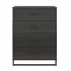 Modern 4-Drawer Bedroom Chest Dresser in Rustic Black Wood Finish - Image 4