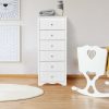 Modern White 6 Drawer Tall Wood Dresser Chest - Image 2