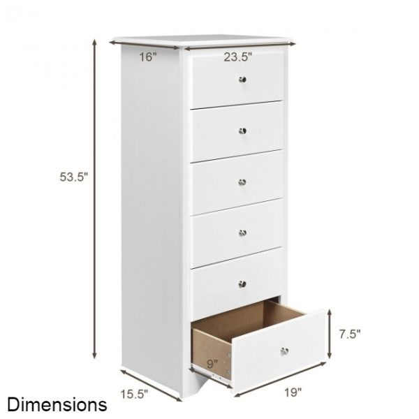 Modern White 6 Drawer Tall Wood Dresser Chest - Image 3