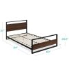 Modern FarmHome Queen Low Profile Metal Wood Platform Bed - Image 3