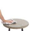 3 Piece Beige/Black Outdoor Weave Wicker Bistro w/ Tempered Glass Side Table Set - Image 5