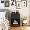 Modern 1-Drawer Bedroom Nightstand in Rustic Black Wood Finish with Metal Legs - Image 2