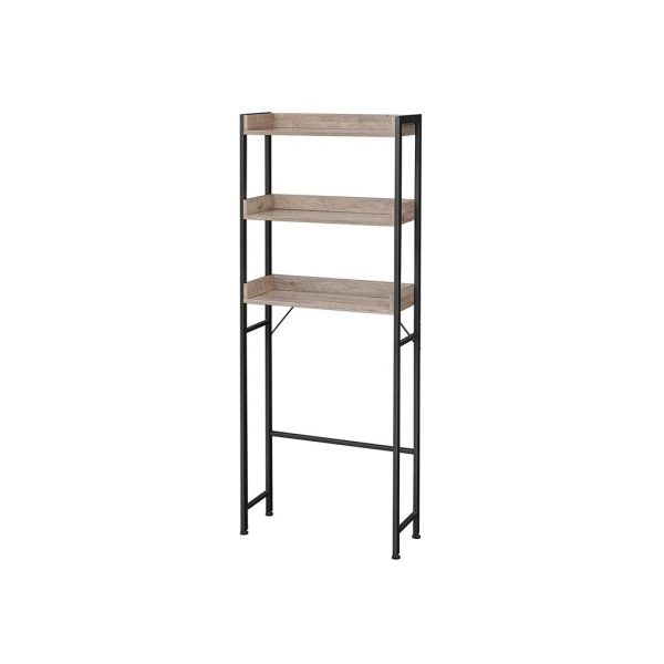 Modern FarmHouse 3 Tier Over The Toilet Metal Wood Storage Shelves - Image 4