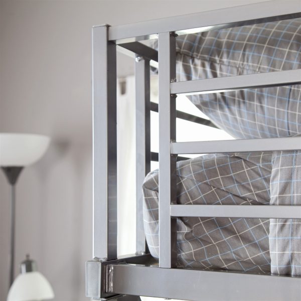 Modern Bunk Bed style Twin Loft Bed with Desk in Silver Metal Finish - Image 3