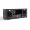 Modern Glass Door TV Stand in Dark Brown - Image 3