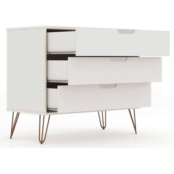 Modern Scandinavian Style Bedroom 3-Drawer Dresser in Off-White Finish - Image 2