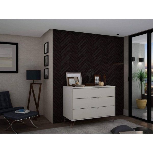 Modern Scandinavian Style Bedroom 3-Drawer Dresser in Off-White Finish - Image 5