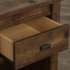Farmhouse 1-Drawer Bedroom Nightstand with Open Shelf in Rustic Pine Finish - Image 5