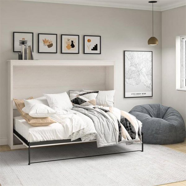 Full size Murphy Bed Daybed in Ivory White Oak Finish - Image 5