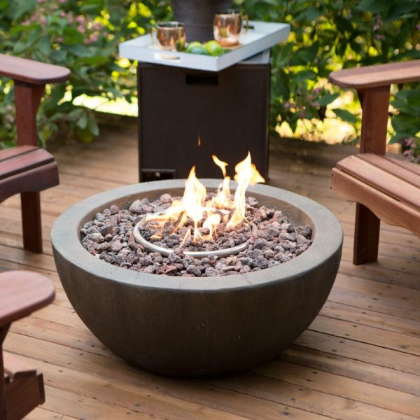 28-inch Round Gray Enviro Stone Natural Gas Fire Pit Bowl - Image 2