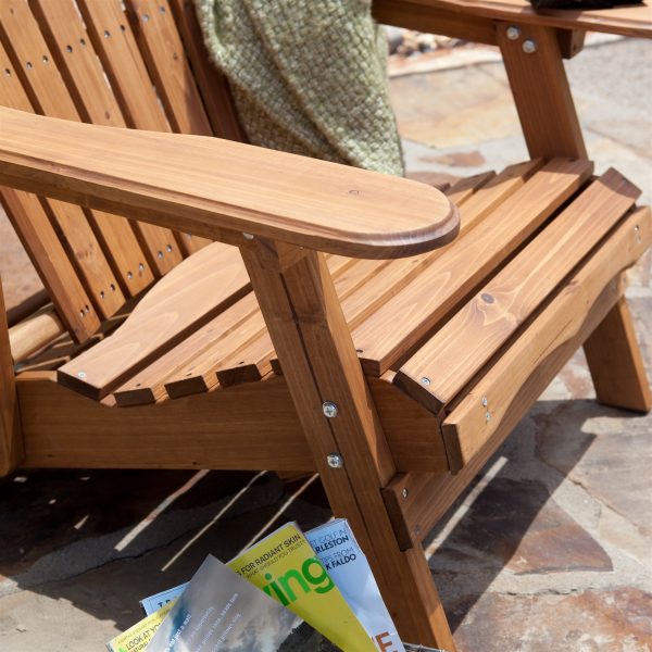 Oversized Classic Adirondack Chair with Pull-Out Ottoman in Natural - Image 2