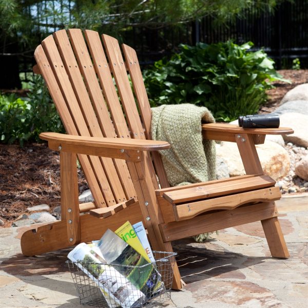 Oversized Classic Adirondack Chair with Pull-Out Ottoman in Natural - Image 3
