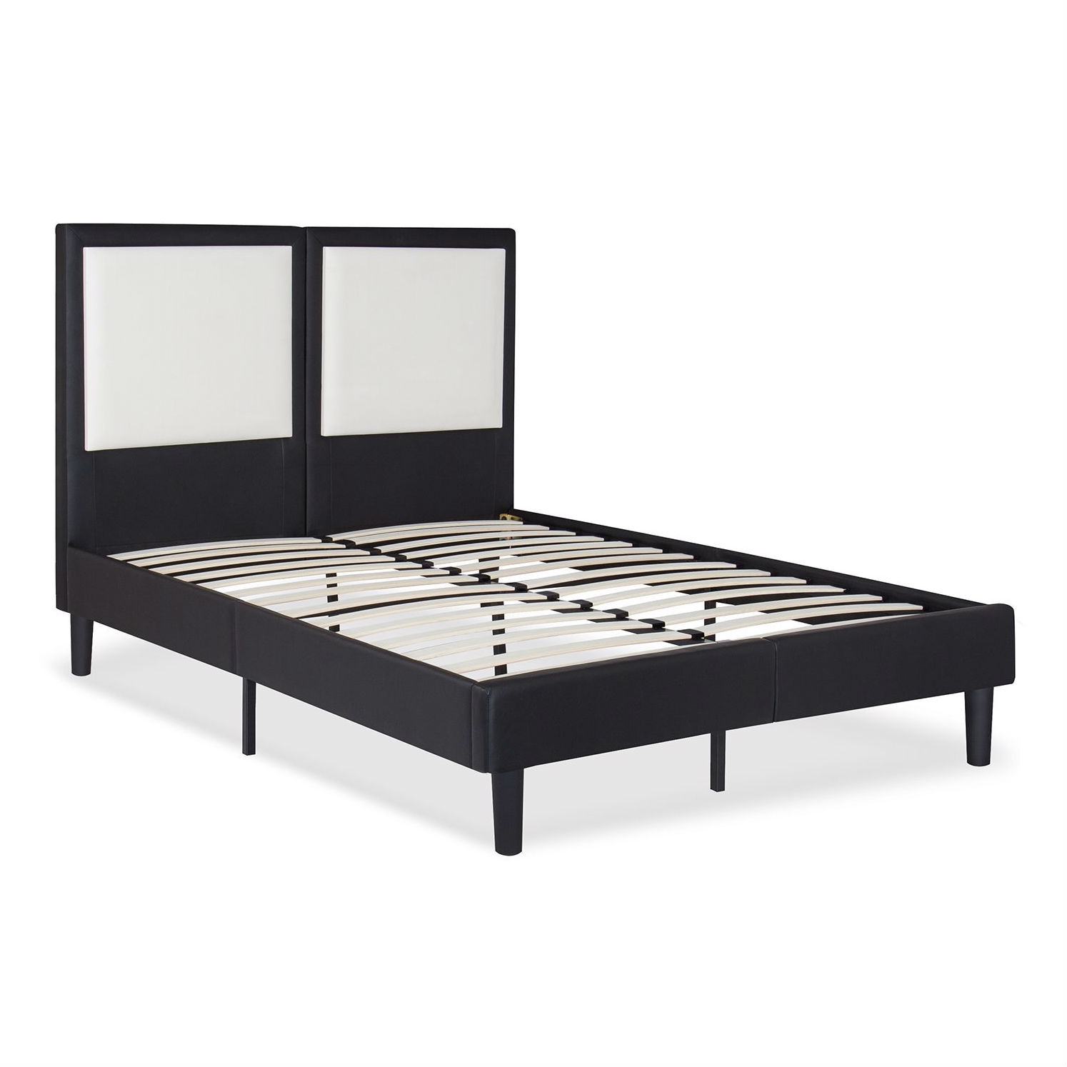 Queen size Faux Leather Platform Bed with 50-inch High Headboard - Image 2
