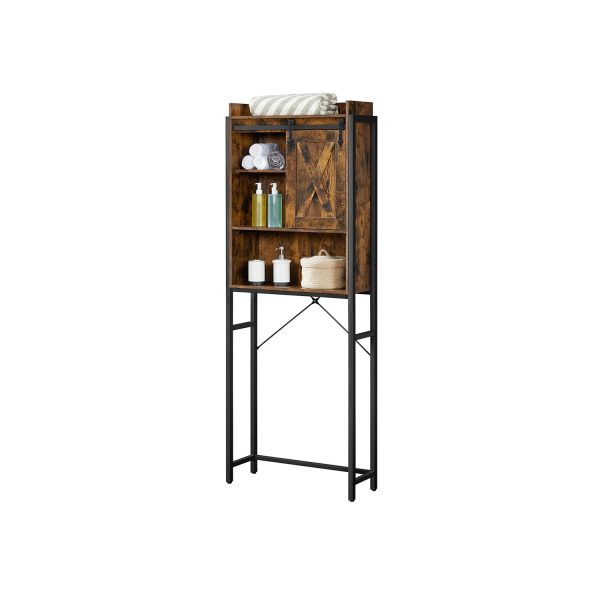 FarmHouse Over The Toilet Sliding Barn Door Storage Cabinet Cupboard - Image 2