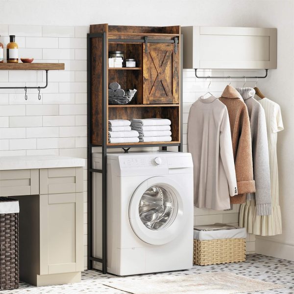 FarmHouse Over The Toilet Sliding Barn Door Storage Cabinet Cupboard - Image 4