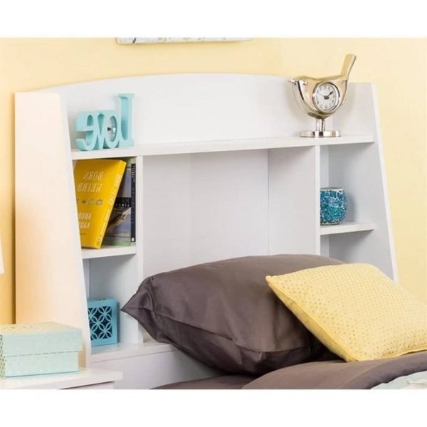 Twin size Bookcase Storage Headboard in White Wood Finish - Image 2