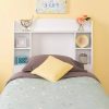 Twin size Bookcase Storage Headboard in White Wood Finish - Image 3