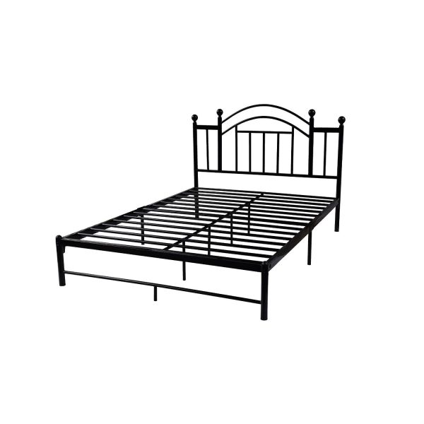 Full size Black Metal Platform Bed Frame with Arched Headboard - Image 2