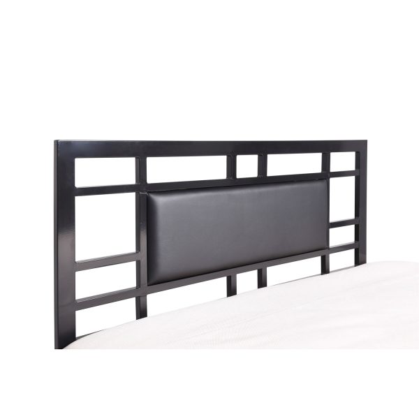 Full Modern Classic Metal Platform Bed Frame with Black Upholstered Headboard - Image 3